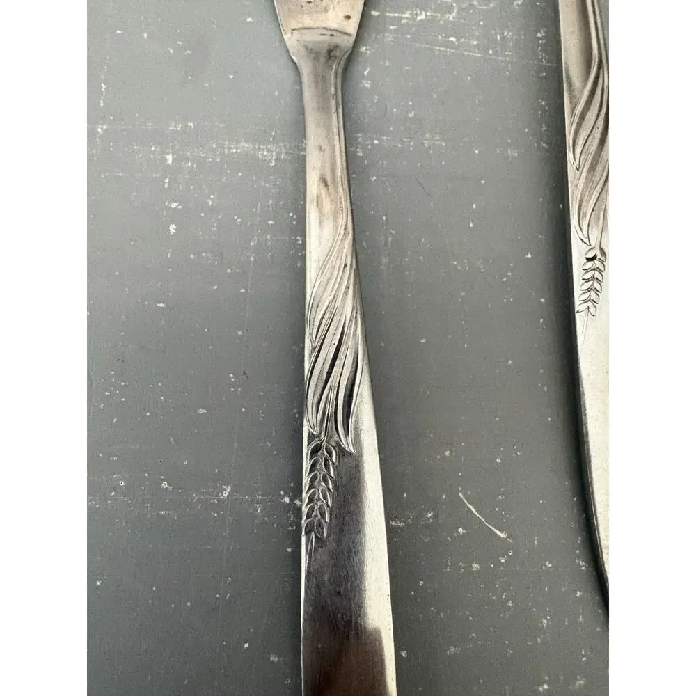 Vintage Evidentide Stainless Japan Wheat Escargot Snail Fork & Fish Knife